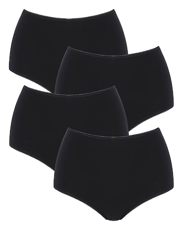 Pretty Secrets (4 Pack) Cotton Full Fit Knickers Black