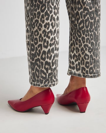 Tanya Low Kitten Heel V Cut Court Shoes - Wide Fit (E)