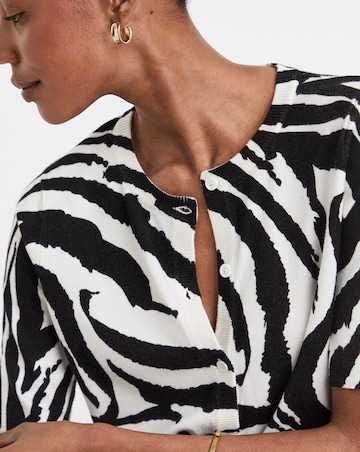 Zebra Print Short Sleeve Cardigan