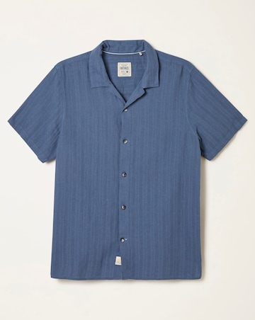 FatFace Bugle Linen Stripe Shirt (Regular & Tall) - Dark Blue