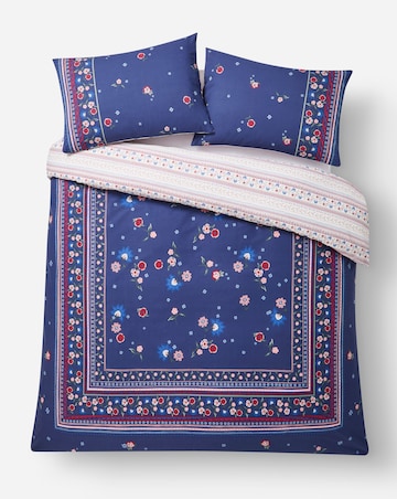 Julipa Ingrid Floral Border Cotton Blend Reversible Duvet Set