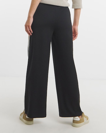 Black Stretch Ponte Side Stripe Wide Leg Trouser