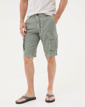 FatFace Cotton Linen Cargo Shorts - Green