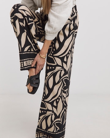 Mono Print Wide Leg Trousers