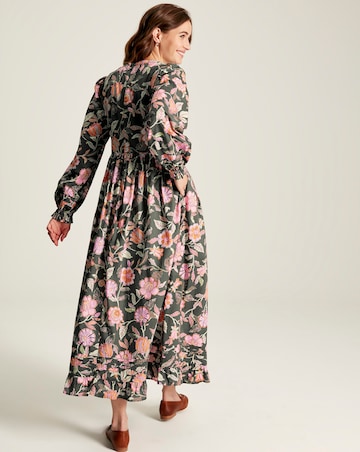 Joules Heather Floral Cotton Dress With Pleat Deataling