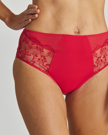 Pretty Secrets Penelope Embroidery High Leg Brief Knickers Red