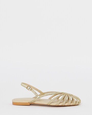 Latrice Leather Woven Detailing Flat Shoes - Wide Fit (E)