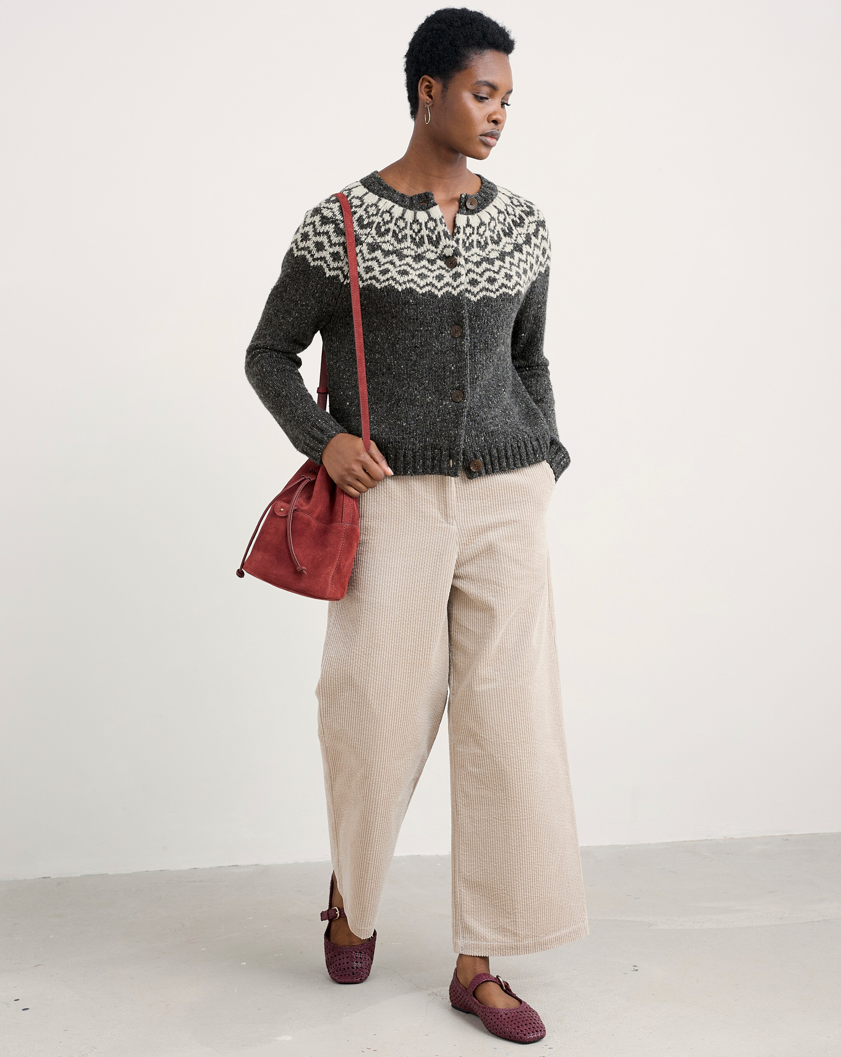 WENDELBORN Surreal Fair Isle ハンドニット Seasalt Cornwall Port Kinnis Merino Wool Cardigan | JD Williams