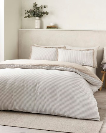 Catherine Lansfield Oxford Pinstripe Duvet Cover Set - Natural