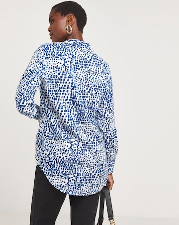 Womens Dipped Back Shirt - Blue Print
