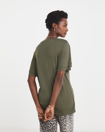 Double Angel Sleeve V Neck Top