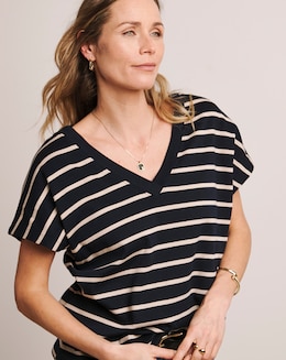 Anthology Stripe V Neck T-Shirt