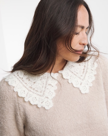 Crochet Collar Short Sleeve Jumper