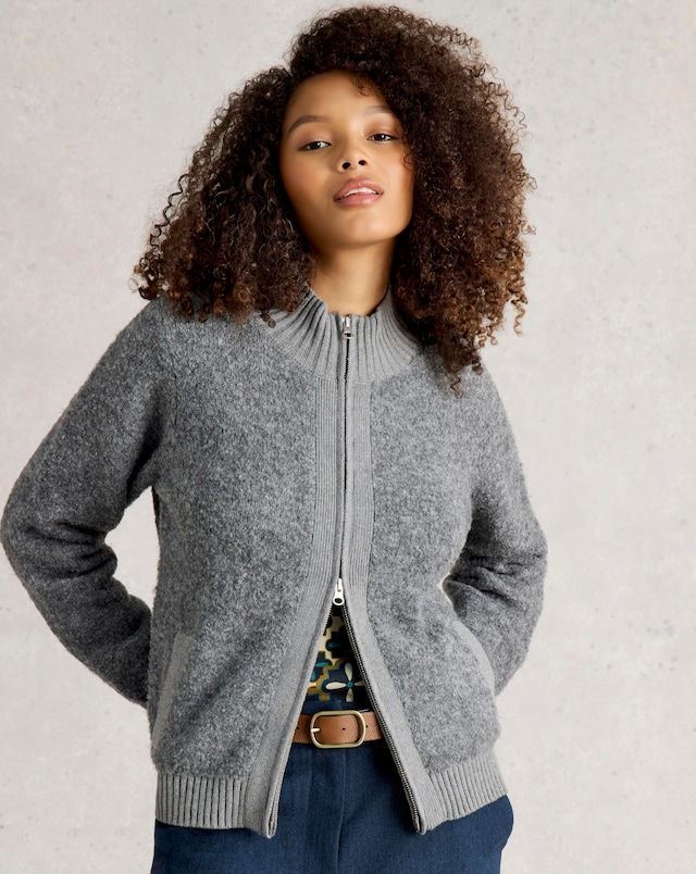 White Stuff Bobby Boucle Zip Cardigan