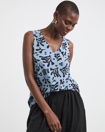 Printed V Neck Woven Vest