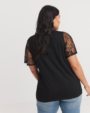 Lace Sleeve Cut Out Front Top