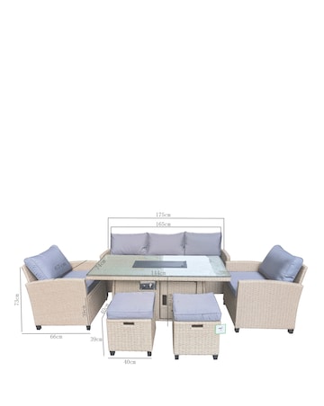 Amalfi Lounge Dining Set With Firepit