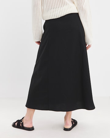 Black Linen Mix Midaxi Skirt