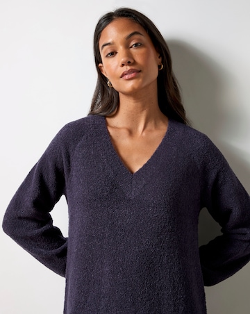 Ro&Zo Navy V Neck Textured Knit Dress