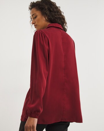 Dark Red V Neck Denim Tunic