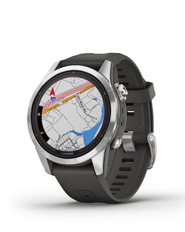 Garmin Fenix 7S Pro Solar Edition 42mm Smart Watch - Silver with Graphite Band