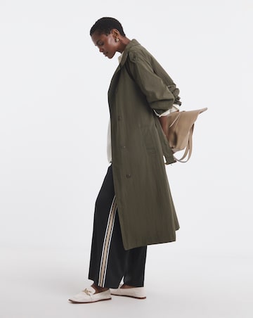Khaki Funnel Neck Trench Coat