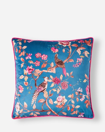Oriental Birds Velvet Printed Cushion