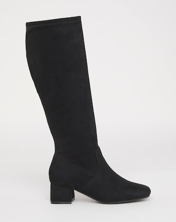 Claudia Block Heel Knee High Boots Wide Fit (E) & Super Curvy/Curvy Plus Calf