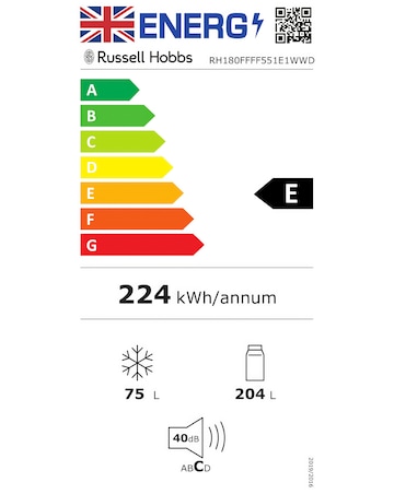 Russell Hobbs RH180FFFF551E1WWD Frost Free Fridge Freezer with Water Dispenser