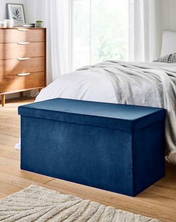 Velvet Foldable Storage Ottoman