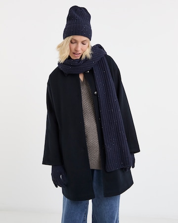 Sequin Detail Scarf, Hat & Glove Set