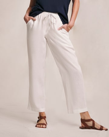 Julipa White Tapered Linen Mix Trousers
