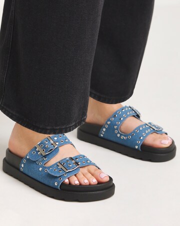 Simply Be Nikki Hardware Double Strap Sandals - Wide Fit (E)