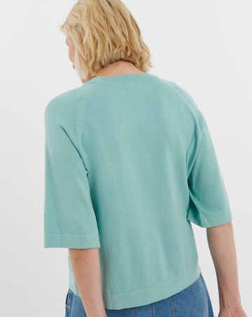 Teal Half Sleeve Knitted T-shirt