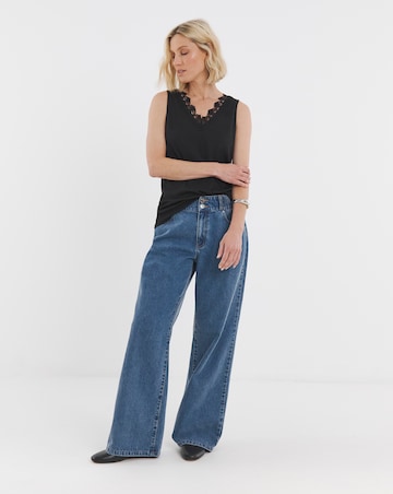 Black Lace Trim Vest