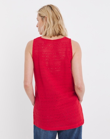 Pure Cotton Red Crochet Vest