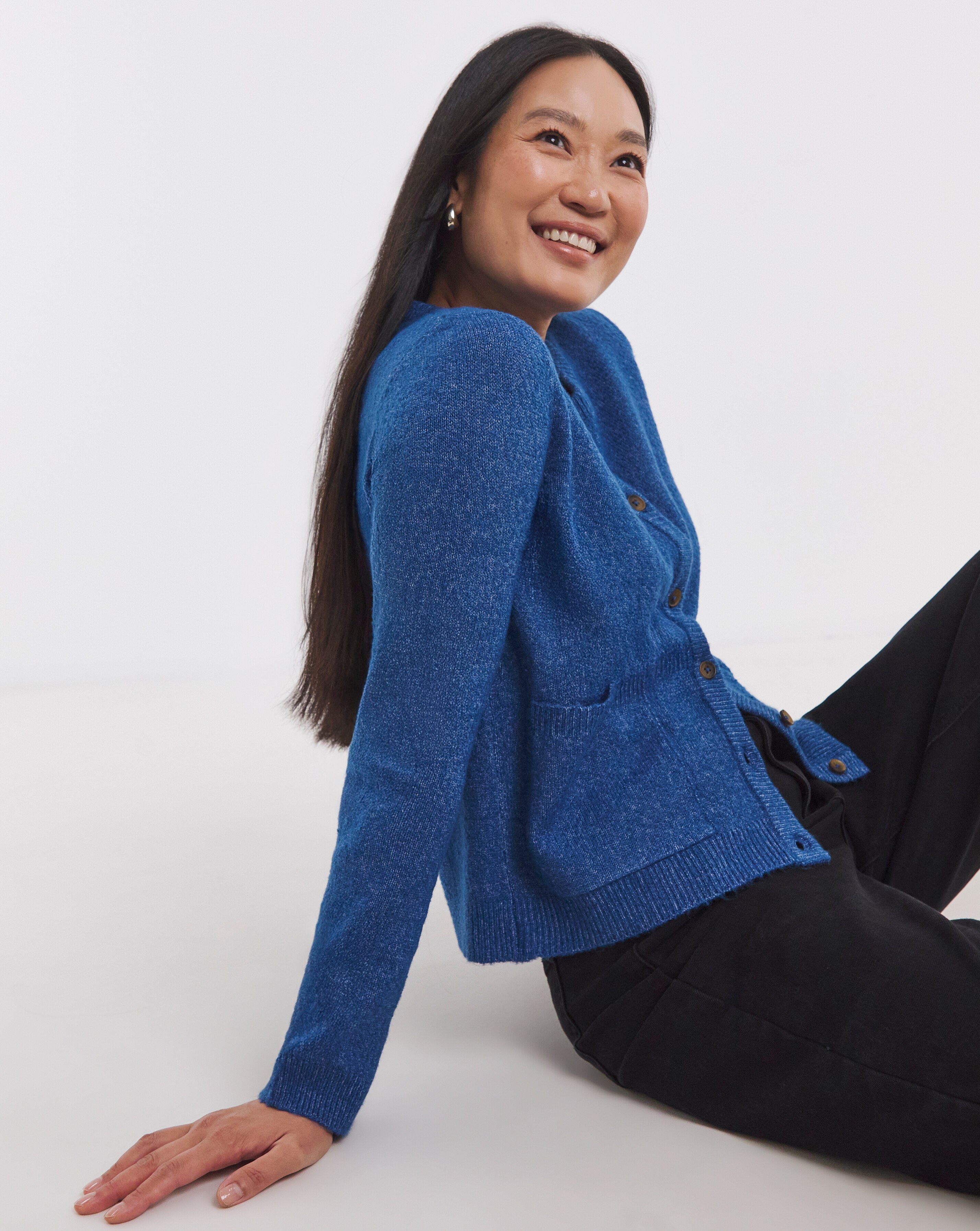 Cosy Yarn Cobalt Crew Neck Cardigan