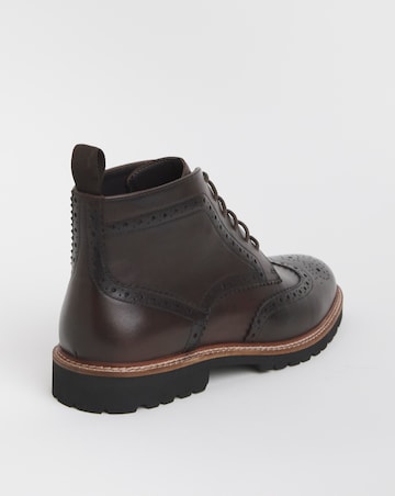 Brogue Leather Lace Up Boot Wide
