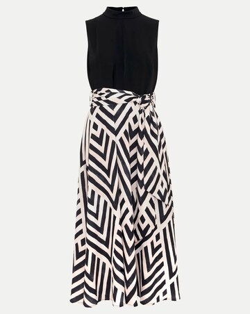 Phase Eight Alora Geo Skirt Plain Top Midi Dress