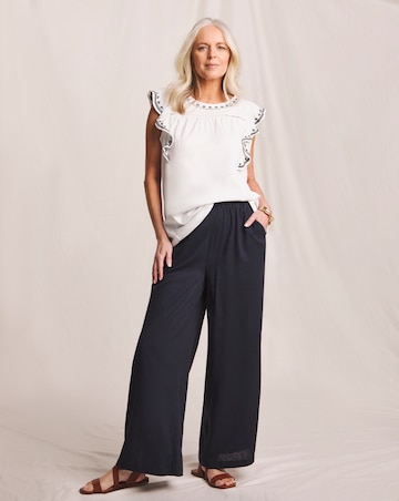 Julipa Ruffle Embroidered Sleeve T-Shirt