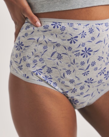 Pretty Secrets (7 Pack) Cotton Full Fit Knickers Blue Floral