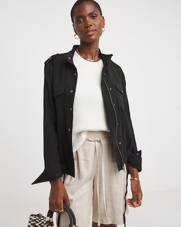 Black Textured Utility Jacket