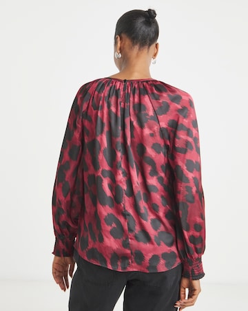 Printed Satin Raglan Sleeve Blouse