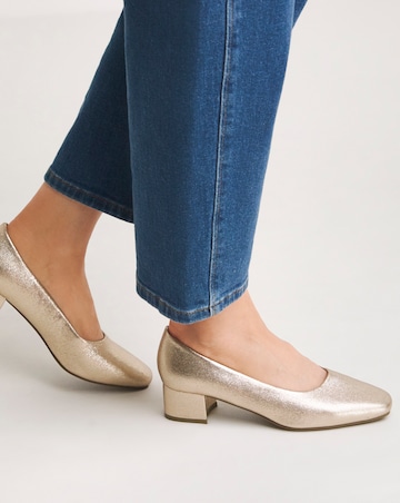 Orlia Flexi Sole Block Heel Court Shoes - Wide Fit (E)