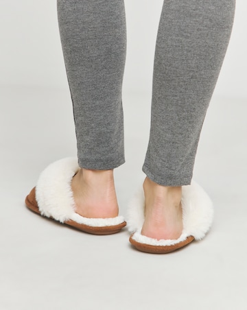 Elyse Faux Fur Mule Slippers - Wide Fit (E)