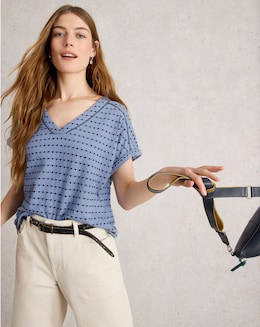 White Stuff Embroidered Stripe Tee