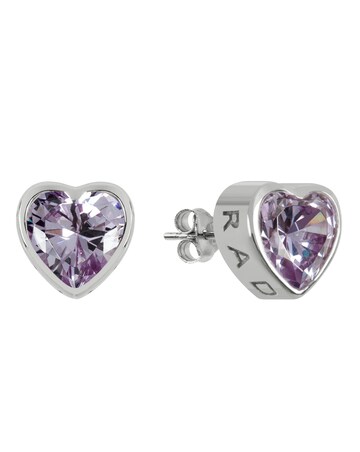 Radley Ladies Silver Light Amethyst Heart Stud Earrings