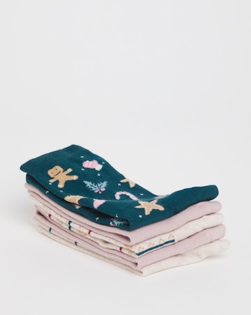 Pretty Secrets (5 Pair Pack) Ankle Socks (Wide Fit) Christmas