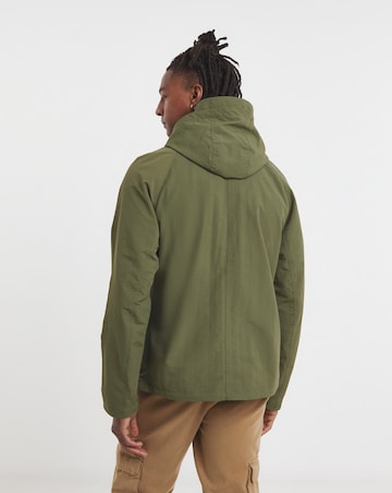 Khaki Overhead Hooded Zip Detail Lightweight Jacket