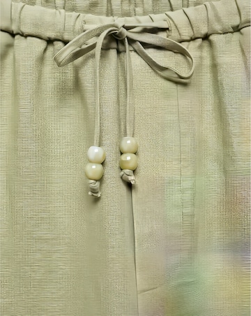 Mango Linen Tie Waist Beaded Trousers